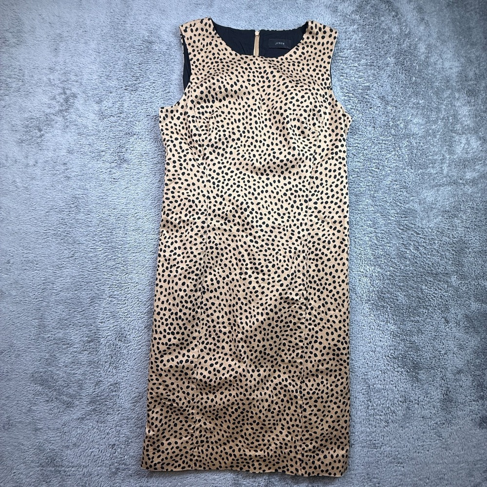J Crew Leopard Print Sheath Dress Sleeveless Womens M Cotton Stretch